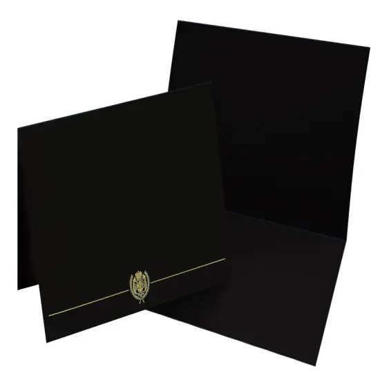 Great Papers! Classic Certificate Cover with Gold Foil Crest, Black, 12" x 9.375"(folded) with Die-Cuts for 8.5" x 11" Documents, 5 Count {2}