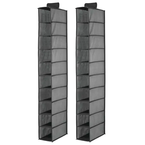 mDesign Soft 10 Shelf Fabric Closet Hanging Storage Unit, 2 Pack {5}