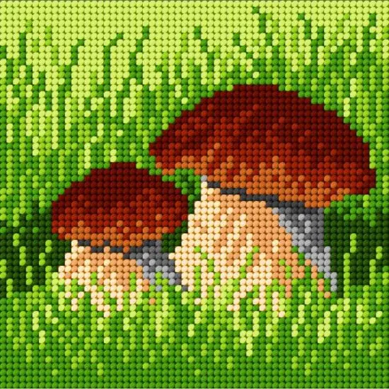 Needlepoint canvas for halfstitch without yarn Mushrooms 1838D - Printed Tapestry Canvas {1}