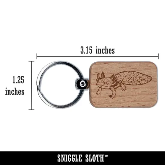 Realistic Spotted Axolotl Mexican Amphibian Engraved Wood Rectangle Keychain Tag Charm {2}