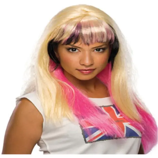 WomensBlonde Pink and Black Costume London Wig {1}