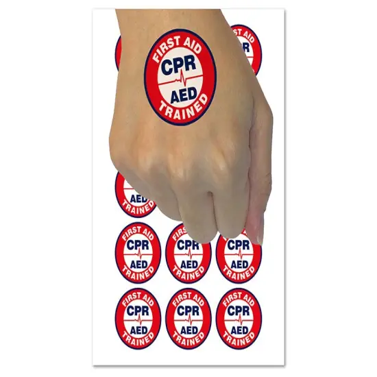 First Aid AED CPR Trained Temporary Tattoo Water Resistant Fake Body Art Set Collection (1 Sheet) {1}