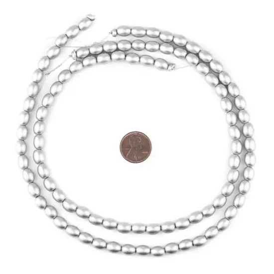 The Bead Chest Silver Oval Natural Wood Beads (9x6mm): Organic Eco-Friendly Wooden Bead Strand for DIY Jewelry, Crafts, Necklace and Bracelet Making {2}