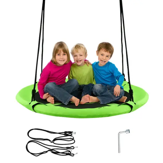 Goplus 40" Flying Saucer Tree Swing Indoor Outdoor Play Set Kids Christmas Gift Purple/Blue/Green/Colorful/Blue Rocket/Blue Whale/Woods/Dark Green/Dark Pink/Yellow/Pink {9}