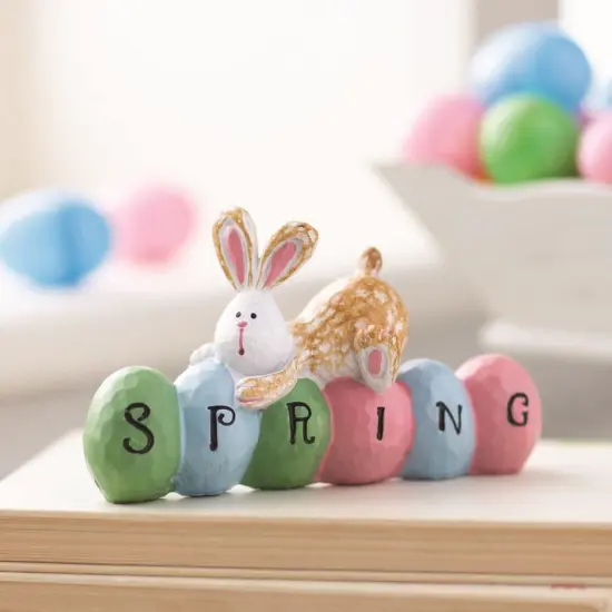 Fun Express Spring Bunny Tabletopper Easter Decorations - Hand Painted - Farmhouse Home Decor {3}