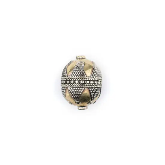 The Bead Chest Round Afghan Tribal Brass Bead (27x20mm) {4}