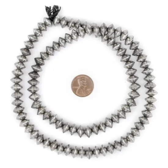 The Bead Chest Ethiopian Silver Saucer Beads, Large Hollow Handmade Bicone Lightweight Crafts Supplies for Jewelry Making (10mm) {2}