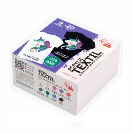 UNICORN Textile Acrylic Paint Set 9 pastel colors (20ml) by Rosa {1}