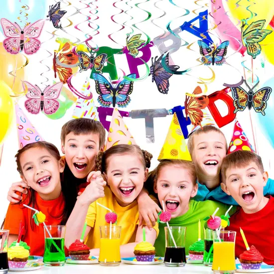 36 PCS Butterfly Hanging Swirl Decoration Summer Spring Party Streamer Butterfly Ceiling Swirl for Home Baby Shower Birthday Wedding Garden Tea Party {3}