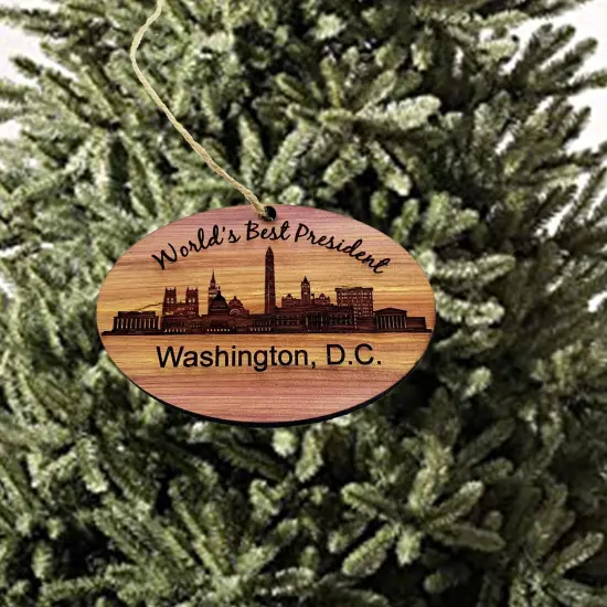 worlds Best President Washington DC- Cedar Ornament {2}