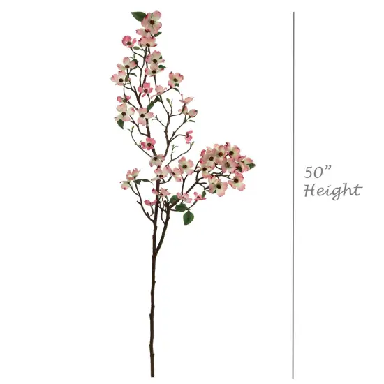 50" Soft Pink Dogwood Stems 2-Pack &ndash; Lifelike Silk Flowers, Flexible Stems, Floral Home {3}