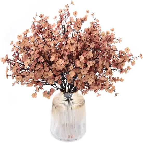 6 Bundles Baby's Breath: UV Resistant Faux Silk Bouquets Red {9}