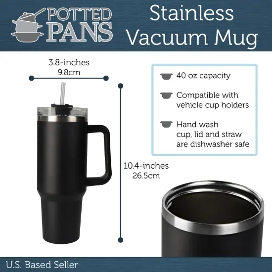 Potted Pans Coffee Tumbler with Handle - 40oz Stainless Coffee Insulated Tumbler {2}