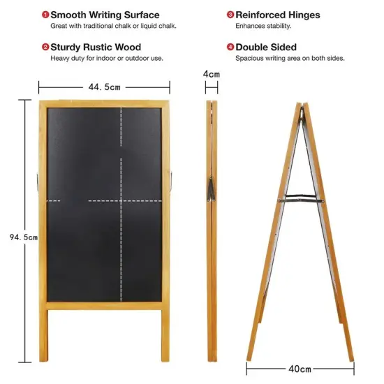 40" Natural wood Sturdy Sandwich Board A Frame Chalkboard Restaurant Wedding Message Board {3}