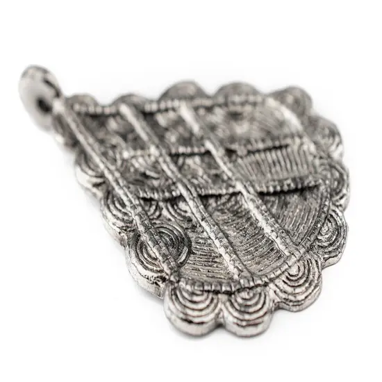 The Bead Chest Silver Baule Pyramid Pendant (67x48mm): African Tribal Metal Pendant for DIY Jewelry and Necklace {3}