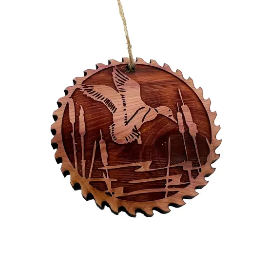 Sawblade with Duck - Cedar Ornament {3}