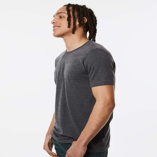 Tultex&reg; Combed Cotton CVC Crewneck Short Sleeve T-Shirt Heather dark grey {4}