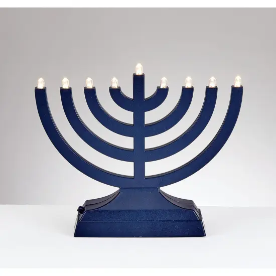 Rite Lite 6" Matte Navy Blue LED Battery Operated Hanukkah Menorah {3}