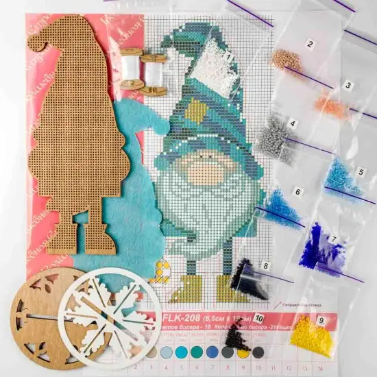 Bead embroidery kit on wood {5}
