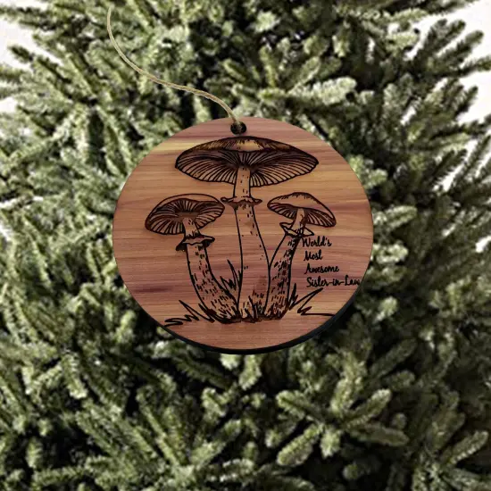 Toadstool Worlds Most Awesome Sister-in-Law - Cedar Ornament {2}