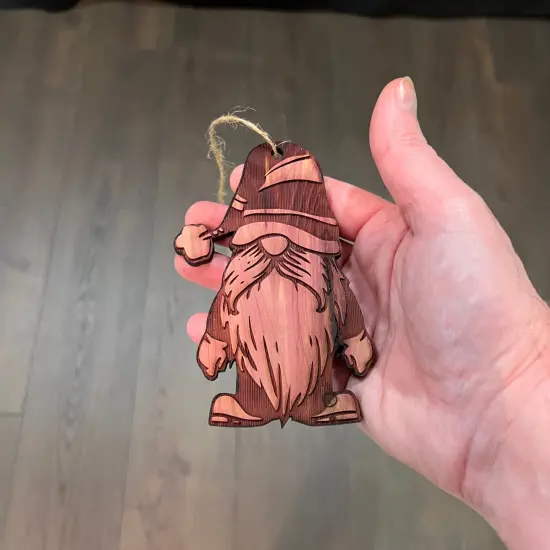 Christmas bearded gnome - Cedar Ornament {4}