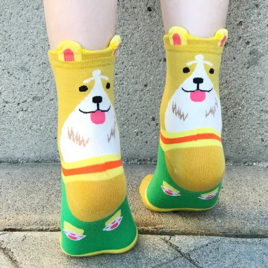 Wrapables Novelty Animal Print Crew Socks (Set of 5), Cute Doggy {2}