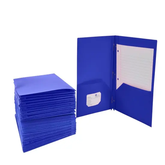 School Smart 2-Pocket Poly Folders with Fasteners, Pack of 25 Blue {1}