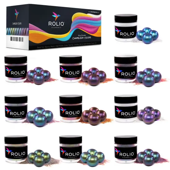 Rolio Chameleon Mica Powder - 10 Color Shift Powder Pigment Set {1}