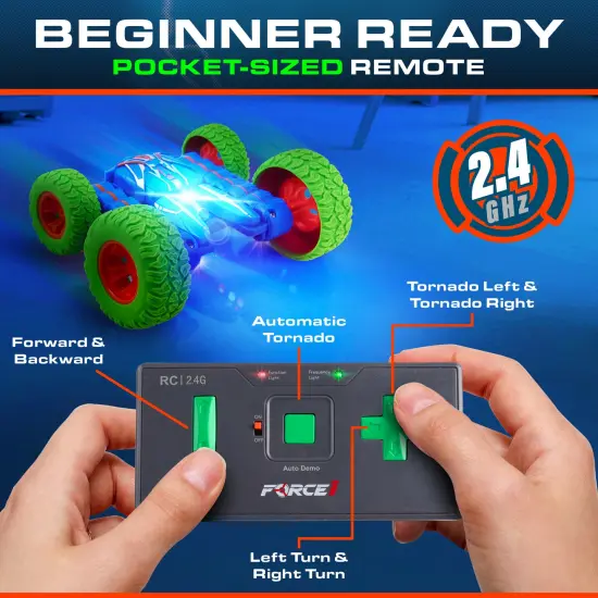 Force1 Mini Tornado LED Remote Control Car for Kids {3}