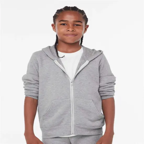 BELLA + CANVAS&reg; Youth Sponge Fleece Full-Zip Hoodie - 3739Y Athletic heather {1}