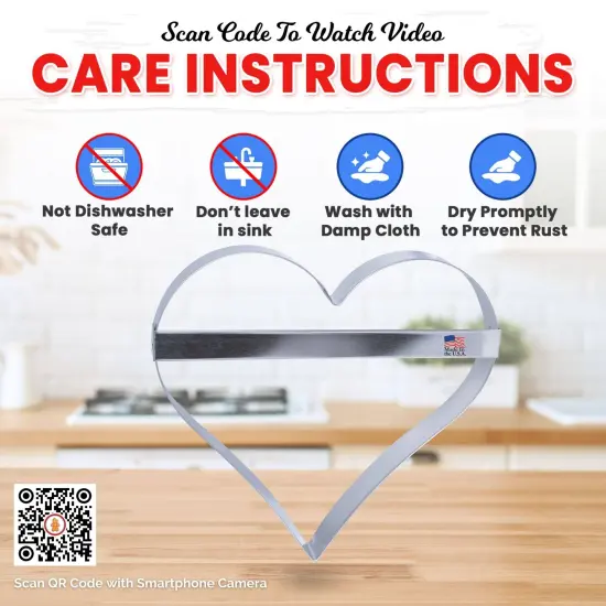 CookieCutter.Com Extra Large Heart with Brace 8 in Cookie Cutter - USA Made Tin Plate Steel {3}