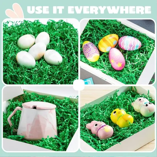 12oz Easter Grass Crinkle Paper Shred Pure Green Easter Basket Filler {3}