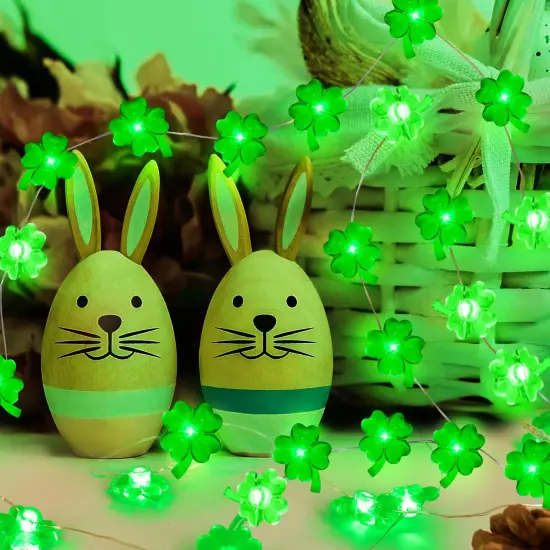 St Patricks Day Decorations 50LED Green Shamrock String Light, St Patricks Day Decor Irish Party for Home Indoor/Outdoor Wedding Anniversary Holiday Green Decor {4}