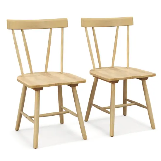 Costway Dining Chairs Set of 2 Windsor Chairs Wood Armless Chairs with Solid Rubber Wood Black/White/Natural {9}