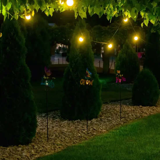 Northlight Solar Lighted Grow, Love and Hope Outdoor Garden Stakes - 35" - Set of 3 Multi {3}