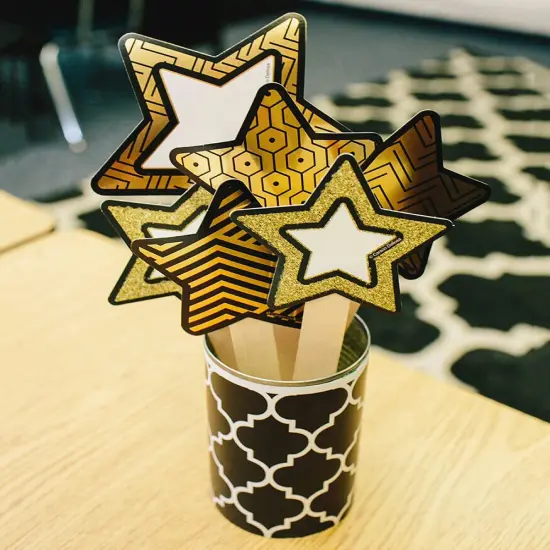 Carson Dellosa Sparkle and Shine 36-Piece Star Cutouts, Gold Foil Space Theme Bulletin Board Decorations for Labels, Cubbies, Locker Decorations, Posterboard, and Classroom Decor {2}