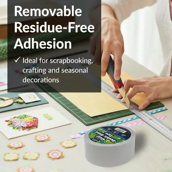 Clear Double Sided Tape for Crafts 2 inch Wide Heavy Duty Adhesive Tape Two Side Strong Sticky Thin Heavy Duty Mounting for Poster Carpet Wall Safe Doublesided Stick - 90FT x 2" {5}