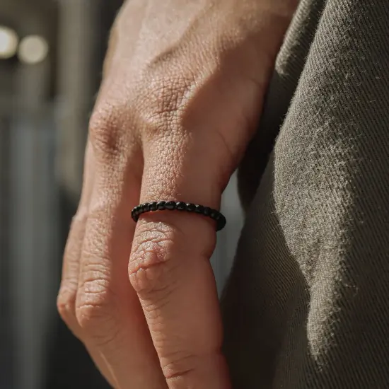 Stainless Steel PVD Coated Beaded Spacer Ring {4}