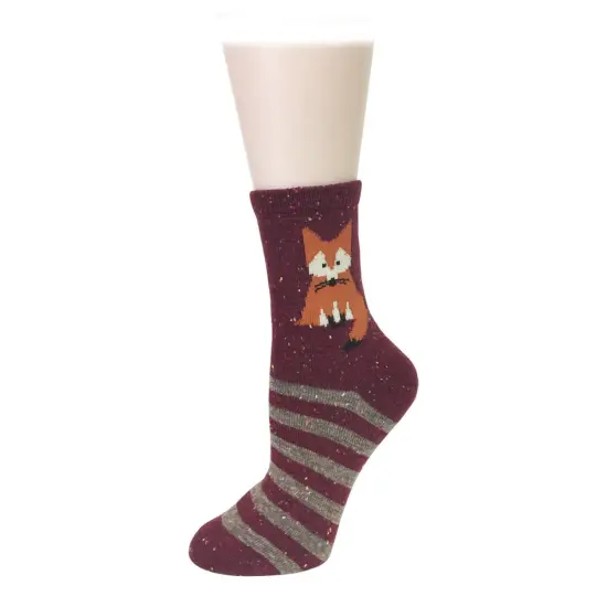 Wrapables Thick Rabbit Hair Wool Crew Socks (Set of 6), Fox and Elephant {2}