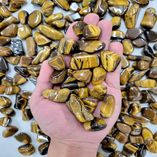 Bulk Tumbled Golden Tiger's Eye Crystals - Size Small 1/2 inch to 1.5 inches {4}