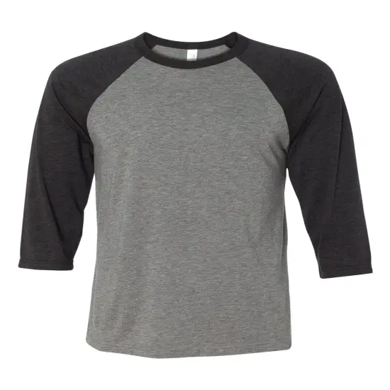 BELLA + CANVAS&reg; Three-Quarter Crewneck Baseball T-Shirt Grey/ charcoal blac {1}