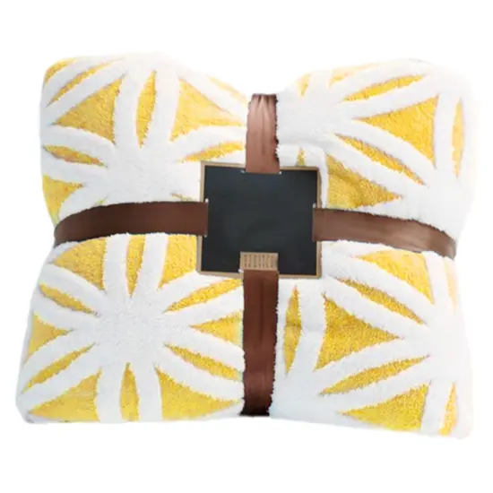 Fleece Blanket Throws for Sofas Fluffy Soft Warm Blanket for Bed Flannel Blanket Yellow {1}