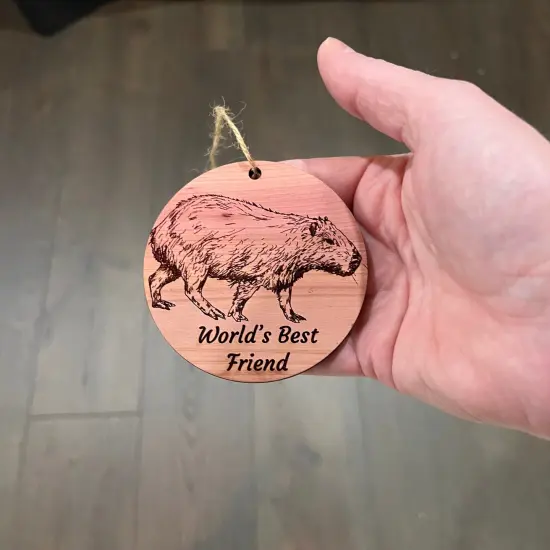 Worlds Best Friend Capybara - Cedar Ornament {3}