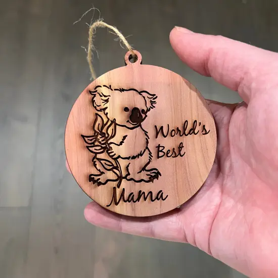 Koala Worlds Best Mama - Cedar Ornament {4}