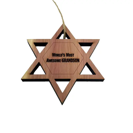 Worlds most awesome Grandson Star of David - Cedar Ornament {1}