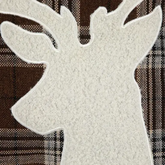 Northlight 16.5" Brown Plaid Stag Christmas Throw Pillow {4}