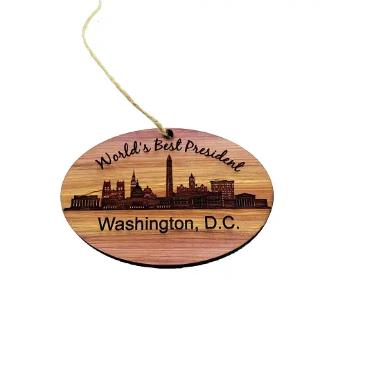 worlds Best President Washington DC- Cedar Ornament {3}