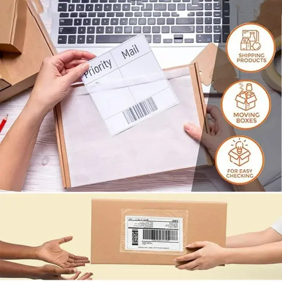 Clear Self-Adhesive Top Loading Packing List Shipping Label Envelopes Pouches 7.5" x 5.5" {7}