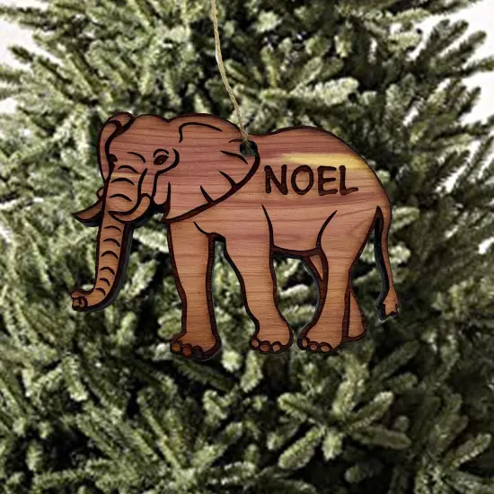 Elephant Noel - Cedar Ornament {4}