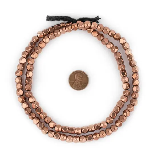 The Bead Chest Cornerless Cube Beads - Full Strand of Faceted Ethnic Metal Spacers (6mm, Copper) {2}